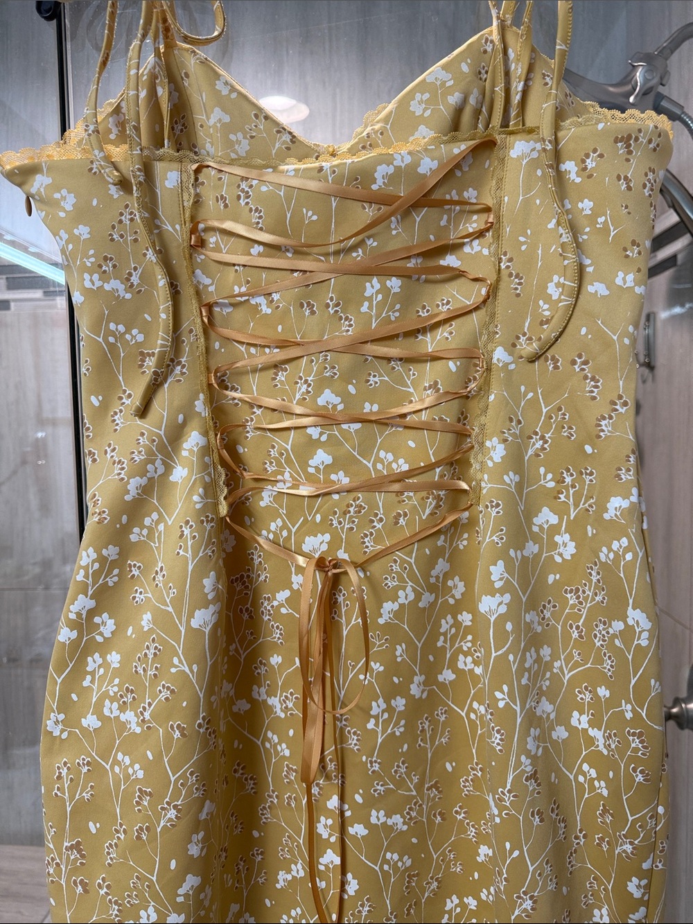 Mochipan Cottage Bodycon Dress (Mustard - Picture 8 of 10